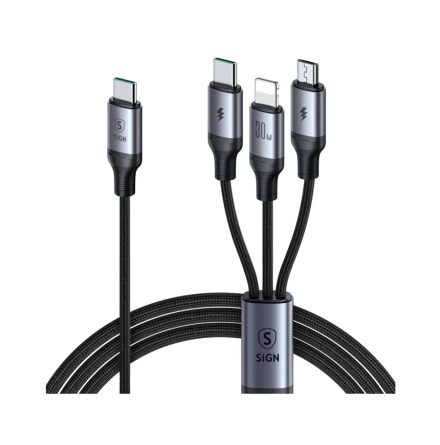 SiGN 3-in-1 USB-C to Lightning, USB-C, Micro-USB 1,2 m