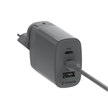 Unisynk 65W global multiladdare inkl USB-C-USB-C sladd 2m